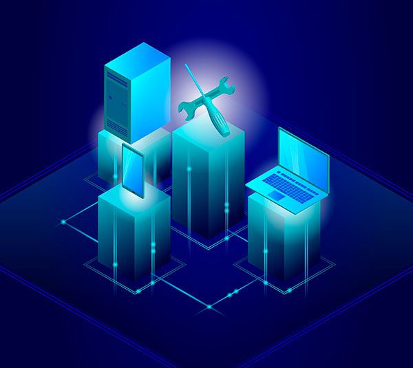 Depiction of regularly compliance services as tools over a network.