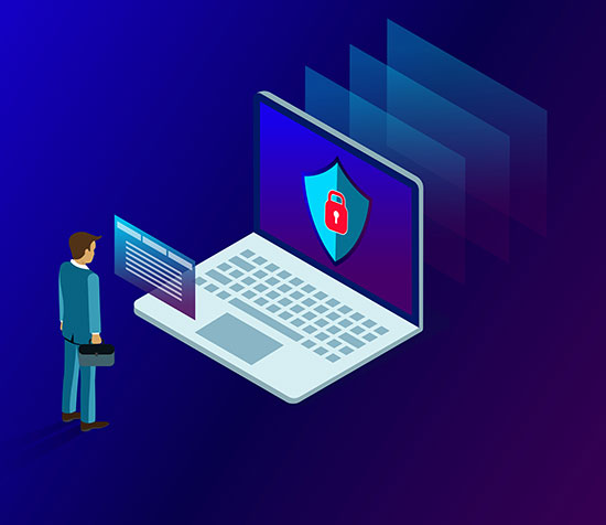 Photo depicting a user protected by cybersecurity services