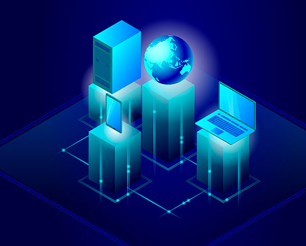 Graphic illustrating network devices with data protection