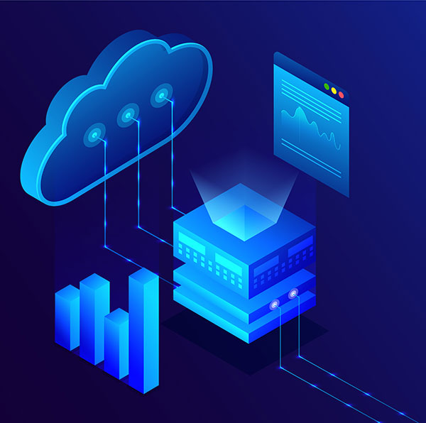 3D vector graphic of cloud-based IT Services