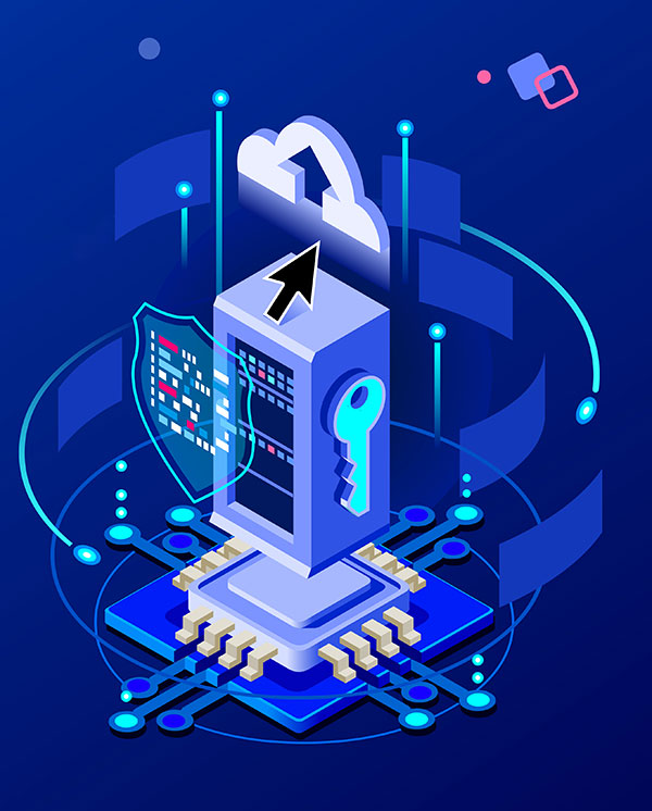 Cloud computing and data security illustration